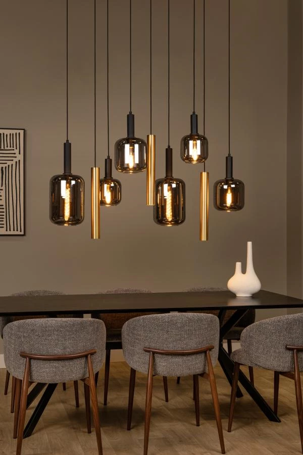 Lucide JOANET - Pendant light - 6xE27 - Brass - atmosphere 1